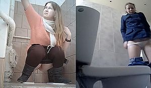 Подглядывают и снимают девушек на камеру в туалете